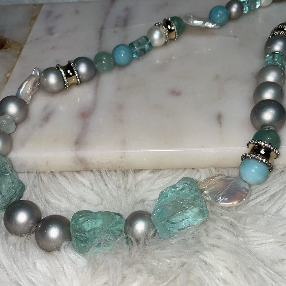 🩵HP 🐳 RARE! ALEXIS BITTAR LARGE BAUBLE NECKLACE Freshwater Pearl Statement Piece - Picture 4 of 11